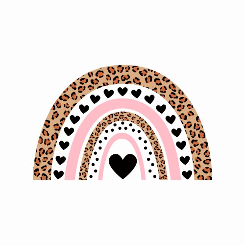 Leopard Rainbow Heart Print vector image