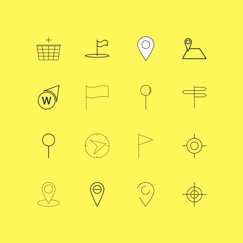 Map and navigation linear icon set simple outline vector image