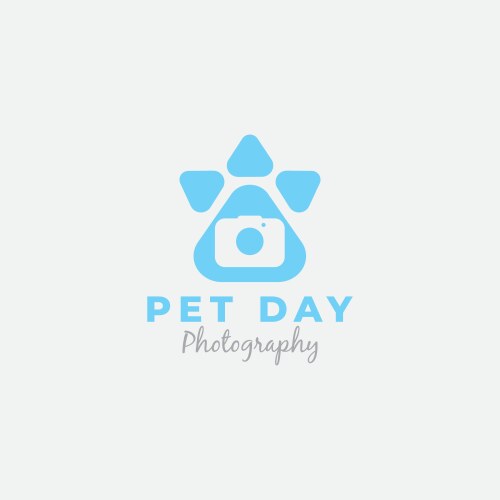 Pet dog cat foot camera photography logo design Vector Image