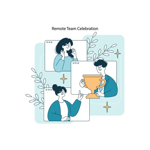 Remote team celebration with video call Vector Image