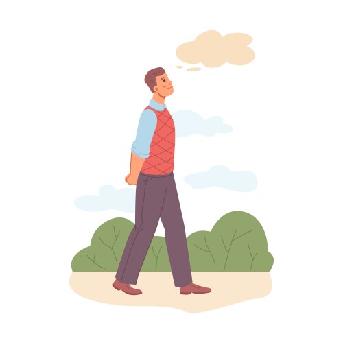 man walking in park and dreaming about something vector image