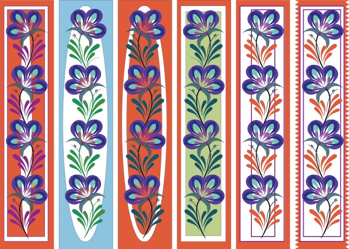 Petrykivka Floral Bookmark Vector Image
