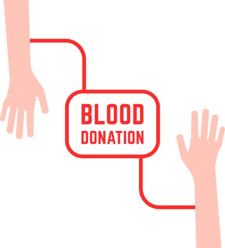 Blood donation with simple hands vector image