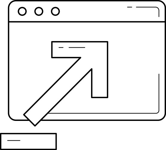 Browser window with upload sign line icon vector image