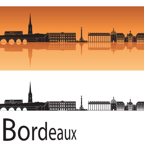 Bordeaux Skyline Orange Background Vector Image