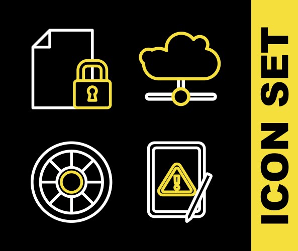 Set line network cloud connection tablet vector image