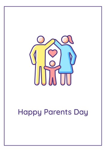 Happy parents day greeting card with color icon vector image