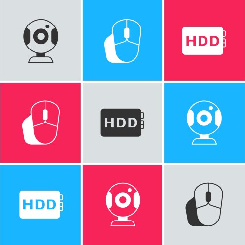 Set web camera computer mouse and hard disk drive vector image