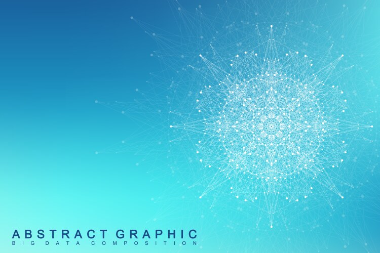Fractal element with connected lines and dots big vector image
