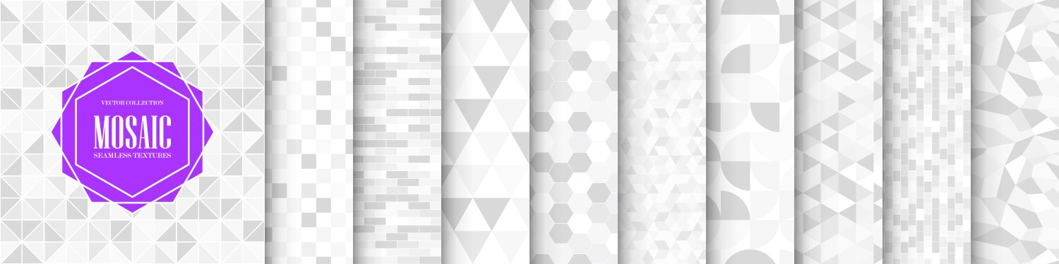 collection of seamless geometric patterns white vector image