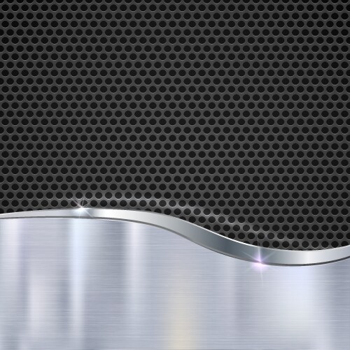 Metal perforated background with blue chrome wave Vector Image