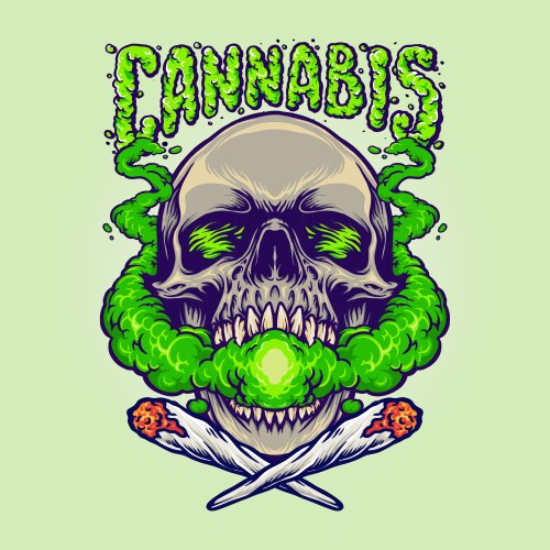 Skull with Cannabis Clouds Vector Image