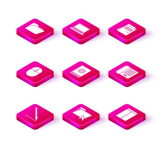 Set pen line delete folder computer mouse user vector image