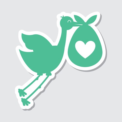 Stork with baby girl cartoon Royalty Free Vector Image