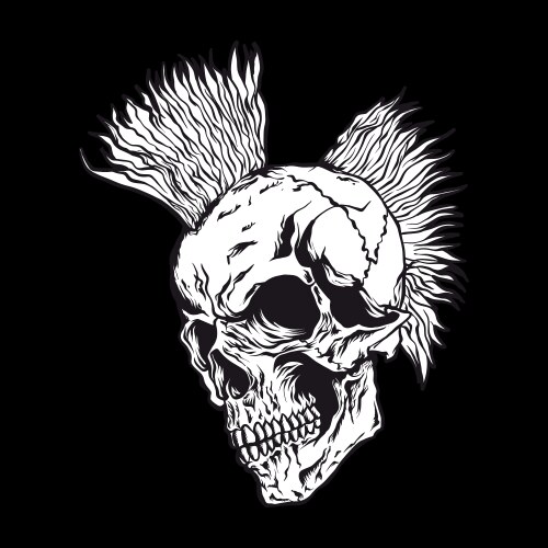 Punk Skull with Spiky Hair Vector Image