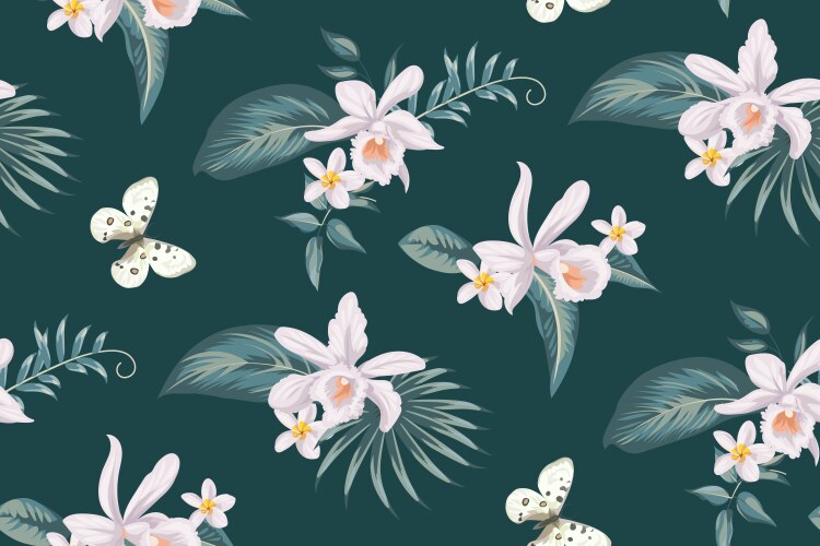 Tropical Orchid Pattern Vector Image