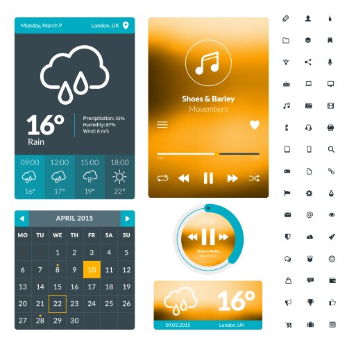 Set of flat design ui elements for website vector image