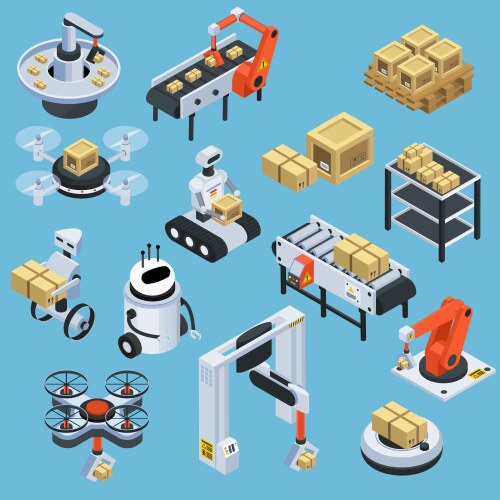 Logistics company isometric web banner Royalty Free Vector