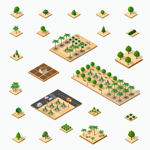 Isometric 3d set park Royalty Free Vector Image