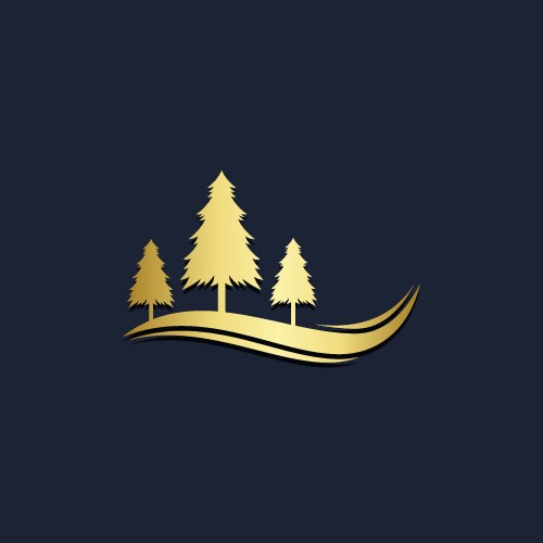 House gold tree garden logo Royalty Free Vector Image