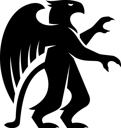 Griffin silhouette isolated half lion and eagle Vector Image