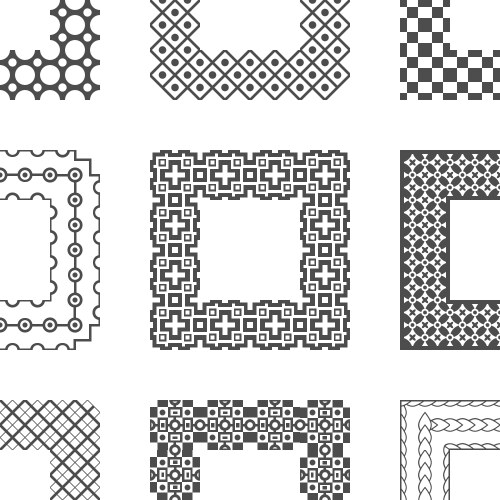 Universal different pattern brushes with corner vector image