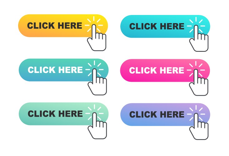 Hand Pointer Buttons - Click Here vector image
