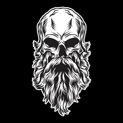 Shaggy Skull with Long Beard Vector Image