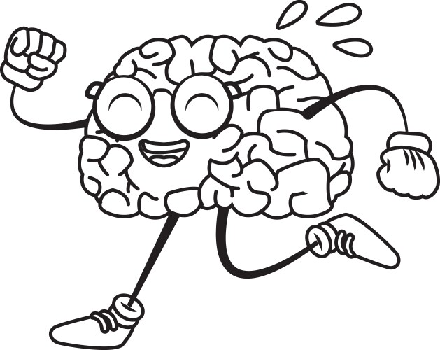 Running Brain Cartoon Royalty Free Vector Image