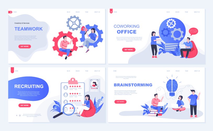 coworking office and teamwork web concept vector