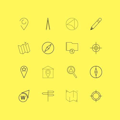 Map and navigation linear icon set simple outline vector image
