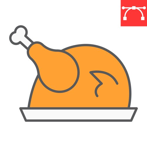 Roast turkey color line icon thanksgiving Vector Image