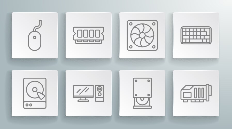 Set line hard disk drive hdd ram random access vector image