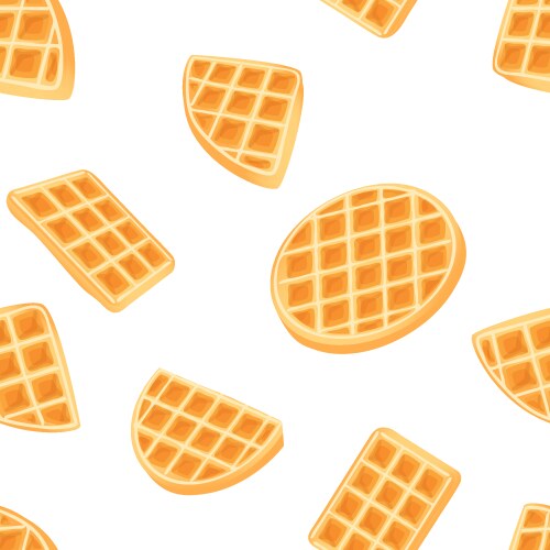 Belgian waffle seamless pattern drawing gold Vector Image