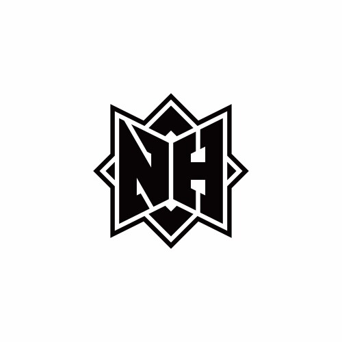 Nh monogram logo with square rotate style outline Vector Image
