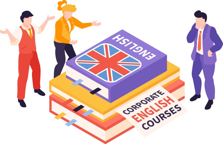 Corporate english courses composition vector image