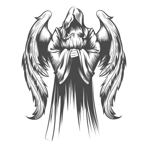 Engraved Angel Wings Tattoo Vector Image