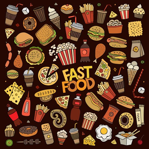 Fast Food Doodle Set Vector Image