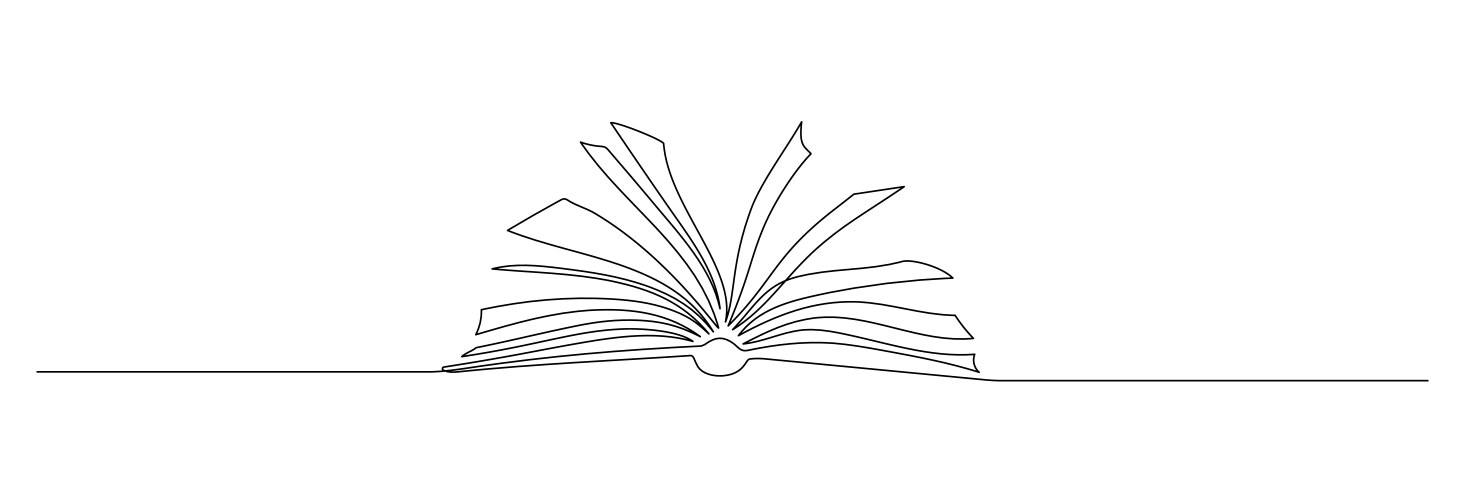 One continuous line drawing of opened book vector image