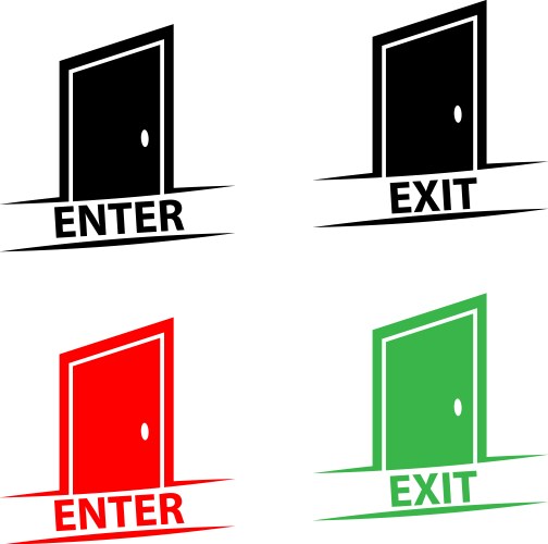 Exit and enter icons flat design vector image