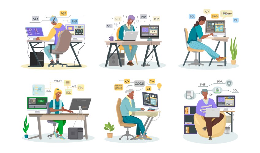 Programmer engineering and coding vektorbild