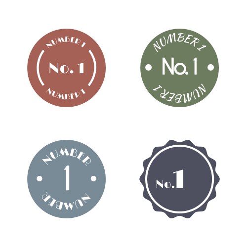 Set of various labels with text number one flat vector image