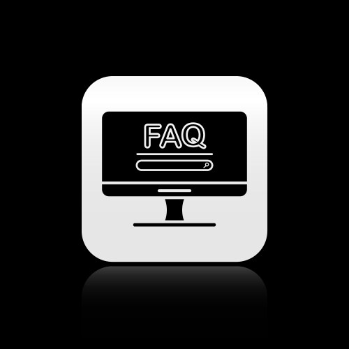 Black computer monitor with text faq information vector image