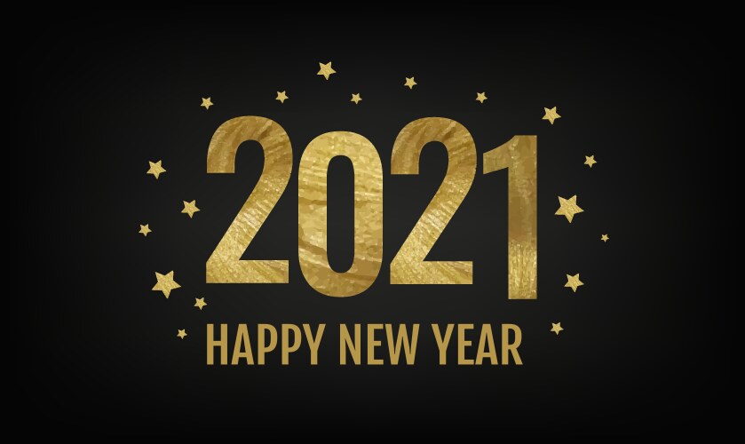 Happy new year glitter card with text black vector image