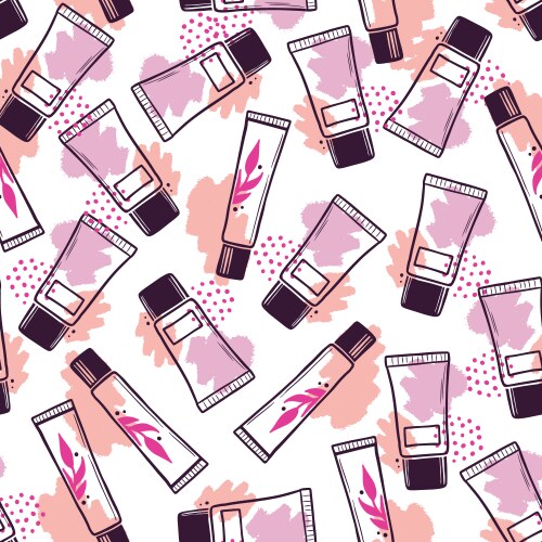 Hand drawn seamless pattern makeup cosmetic vector image