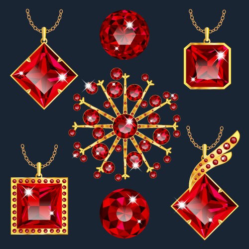 Set of realistic red rubies Royalty Free Vector Image