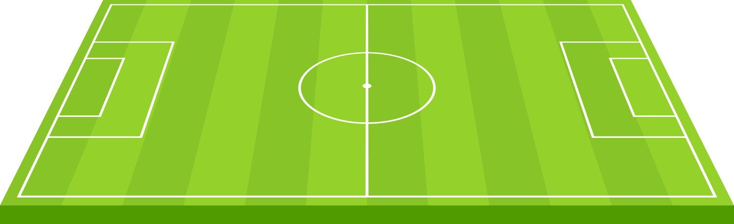 Striped soccer field on grass view from above vector image