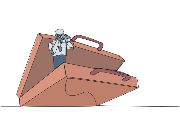 Single continuous line drawing a smart robot Vector Image