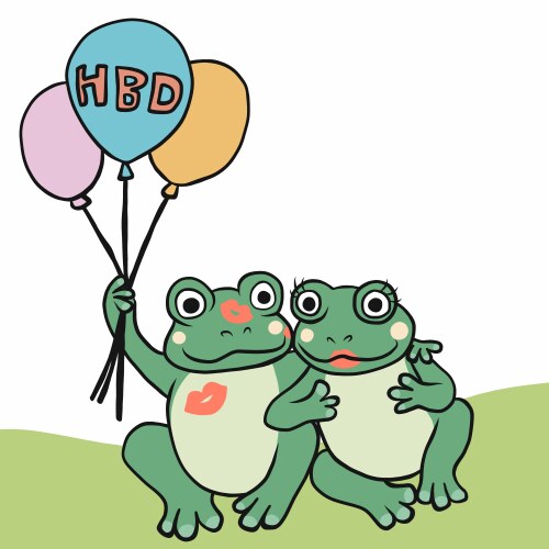 Happy Birthday Frog Duo Vector Image