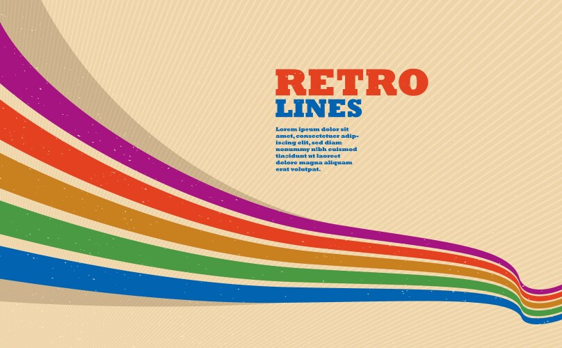 Retro style abstract background with curve lines vector image
